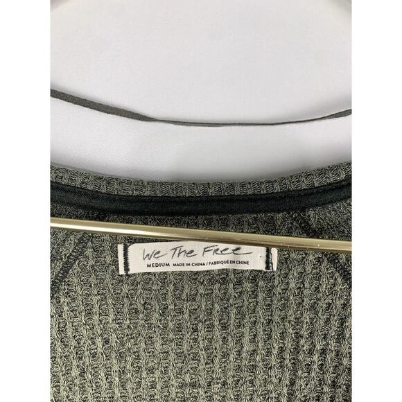 Free People We the Free Santa Clara Waffle Knit Thermal Shirt Size Medium Green - Picture 3 of 5